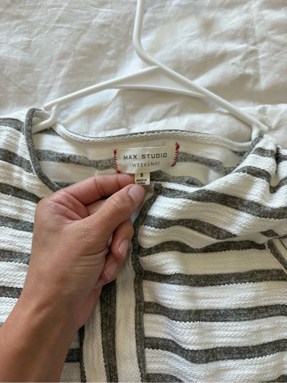 Striped Sleeveless Knit Dress - White & Gray